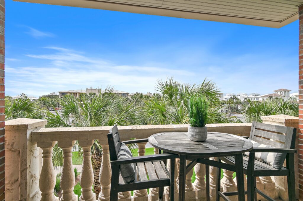 Outdoor seating on the Seahaven balcony