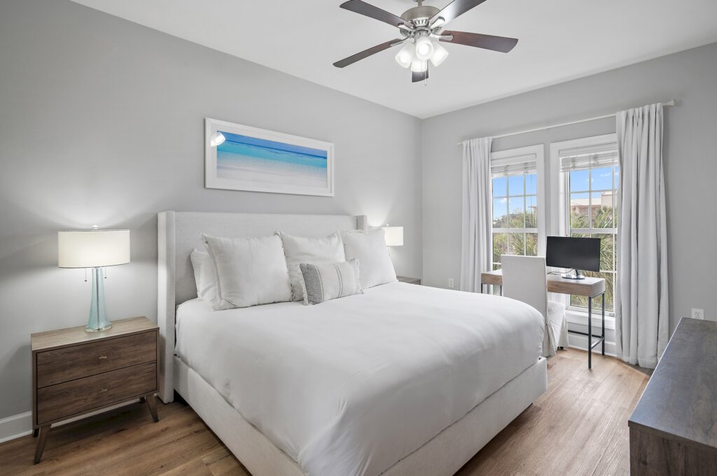Seahaven primary bedroom with king bed