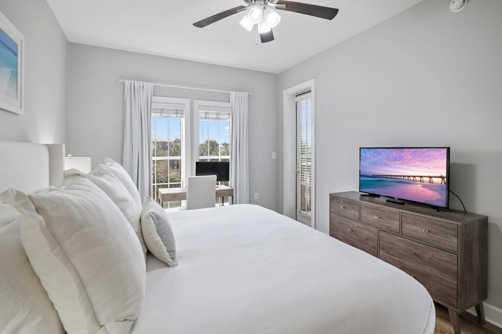 Bright primary bedroom at Seahaven in Seacrest